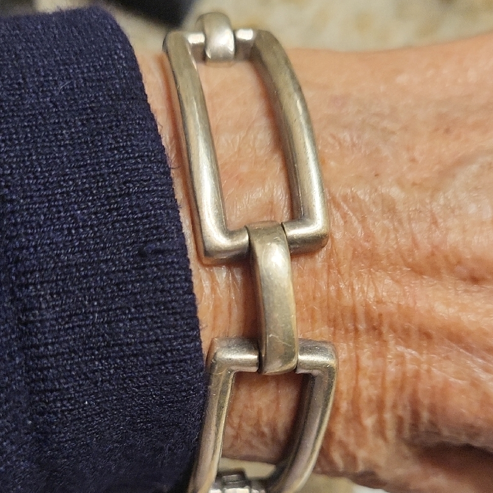 Sterling Silver Geometric Link Bracelet Over An Ounce Of Silver